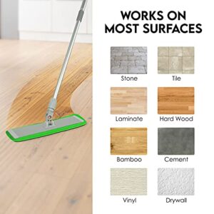 Turbo Microfiber Mop Floor Cleaning System - 18-inch Dust Mop with 4 Reusable Pads for Hardwood and Tile, 360-Spin Floor Mop Head & Extendable Handle - Household Cleaning Tools