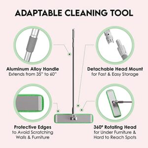 Turbo Microfiber Mop Floor Cleaning System - 18-inch Dust Mop with 4 Reusable Pads for Hardwood and Tile, 360-Spin Floor Mop Head & Extendable Handle - Household Cleaning Tools