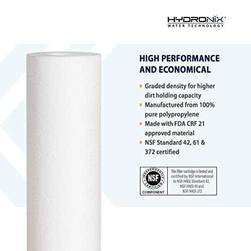 Hydronix SDC-25-2005 Sediment Water Filter Cartridge 2.5" x 20" - 5 micron - Whole House, RO Systems or Commercial Use