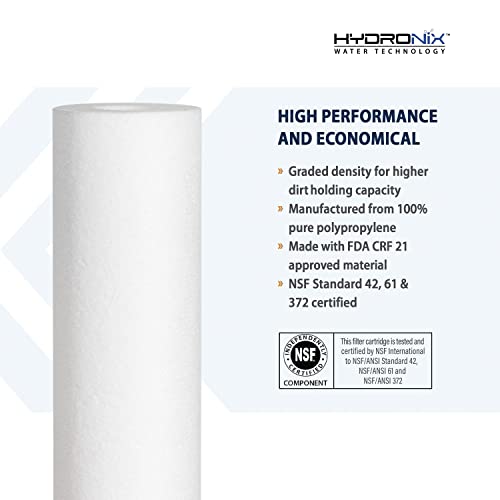 Hydronix SDC-25-1005 Whole House RO Reverse Osmosis Sediment Water Filter Cartridge, 5 Micron, 2.5" x 10"