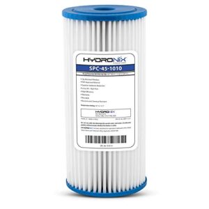 hydronix spc-45-1010 universal whole house sediment pleated water filter, washable and reusable, 4.5" x 10" - 10 micron
