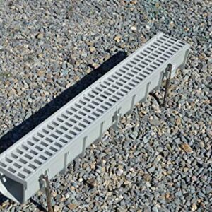 NDS Pro Series Drain Kit 5-1/2 in. X 39-3/8 in. Deep Profile Channel, Galv. Steel Grates, End Caps/Outlet, 5 in, Gray