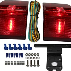 MAXXHAUL 70468 Trailer Light Kit - 12V All LED, Rectangular Left and Right Waterproof Submersible for Trailers, Boat Trailer Truck Marine Camper RV Snowmobile