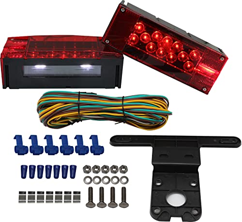 MAXXHAUL 70468 Trailer Light Kit - 12V All LED, Rectangular Left and Right Waterproof Submersible for Trailers, Boat Trailer Truck Marine Camper RV Snowmobile