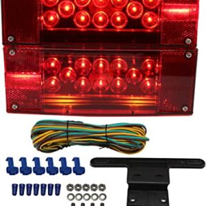 MAXXHAUL 70468 Trailer Light Kit - 12V All LED, Rectangular Left and Right Waterproof Submersible for Trailers, Boat Trailer Truck Marine Camper RV Snowmobile