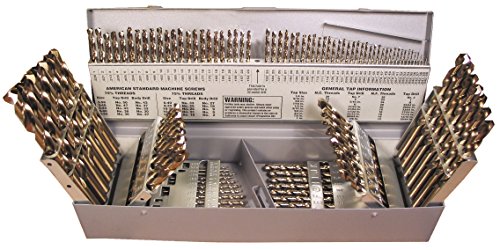 Viking Drill and Tool by Norseman 69280 Type 240-D 135 Degree Split Point Cobalt Jobber Gold Finish Drill Set (115 Piece)