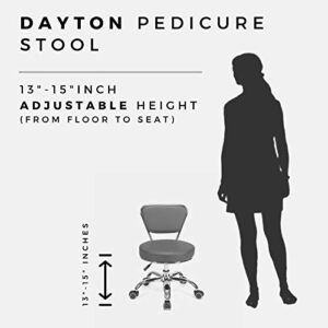 MAYAKOBA Dayton Rolling Bathroom Seat (Cappuccino) Pneumatic, Short Stool with Adjustable Height 13"-15", Perfect for Bathroom Tub Height, Paded Shower Bench with Back-Support