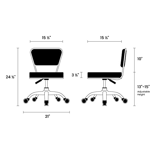 MAYAKOBA Dayton Rolling Bathroom Seat (Cappuccino) Pneumatic, Short Stool with Adjustable Height 13"-15", Perfect for Bathroom Tub Height, Paded Shower Bench with Back-Support