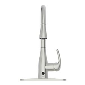 bio bidet by bemis flow motion activated single-handle pull-down sprayer kitchen faucet, brushed nickel