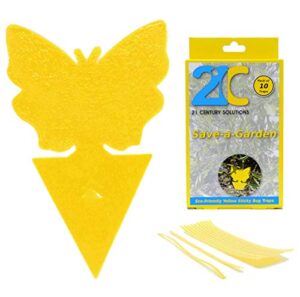 21c 21 century solutions yellow dual sticky fly traps 10-pack for gnat whiteflies fungus gnats flying insects - houseplant disposable glue trappers save a garden butterfly shape