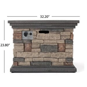 Christopher Knight Home | Crawford | Outdoor Square Propane Fire Pit with Stone