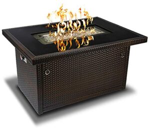 outland living 401 series - 44-inch outdoor propane gas fire table, espresso brown/rectangle