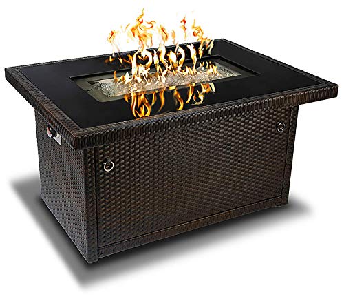 Outland Living 401 Series - 44-Inch Outdoor Propane Gas Fire Table, Espresso Brown/Rectangle