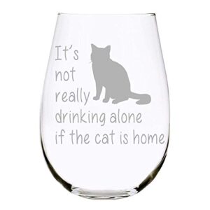 the cat is home stemless wine glass, 17 oz.