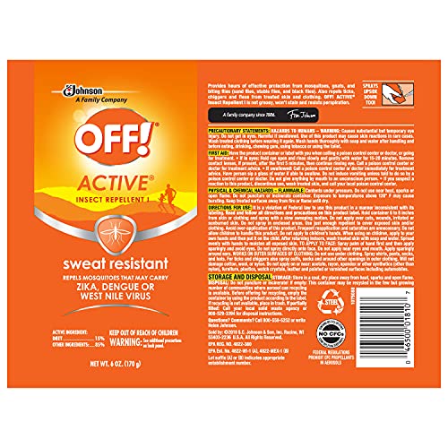 OFF! Active Insect Repellent, Sweat Resistant 6 oz ( Pack of 3)