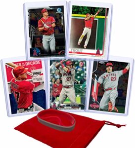 mike trout (5) assorted baseball cards bundle - los angeles angels of anaheim trading cards
