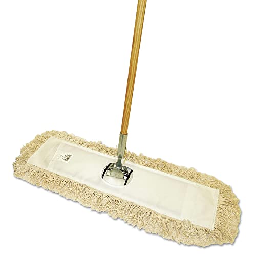 Boardwalk BWKM245C 24 in. x 5 in. Cotton Head 60 in. Wood Handle Cotton Dry Mopping Kit - Natural (1-Kit)