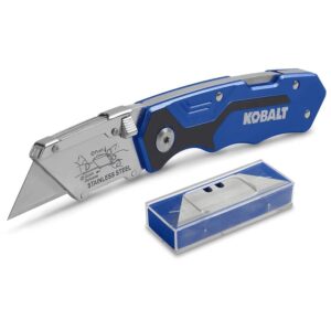 Kobalt Utility Knife & 11 Blades, Foldable Speed Release Quick Change Box Cutter