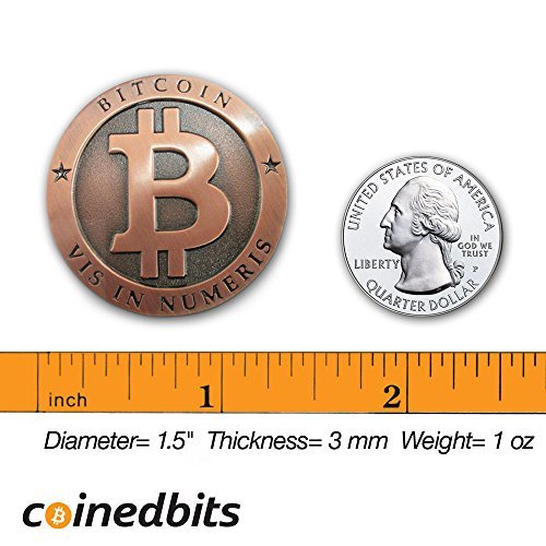 Bitcoin Miner Token Antique Copper Commemorative Souvenir Round by CoinedBits | Limited Edition with Plastic Display Case