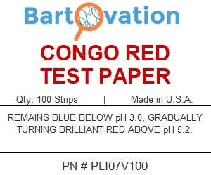 Congo Red Test Paper [Vial of 100 Strips] for Qualitative Narrow-Range pH 3.0 to 5.2 Tests