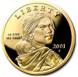 2001 s sacagawea golden dollar $1 proof