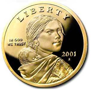 2001 S Sacagawea Golden Dollar $1 Proof