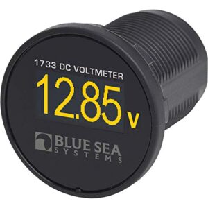 blue sea systems 1733 mini oled dc voltmeter, yellow