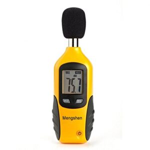 mengshen decibel meter, digital sound level meter handheld audio noise spl meter tester with lcd display measuring 30-130db (9v battery included)