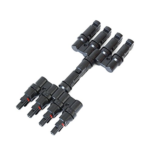 eoocvt 1 Pair Solar Energy Panel MC-4 T Branch Connectors Cable Coupler Combiner - 1 Male to 4 Female(M/4F) and 1 Female to 4 Male(F/4M)