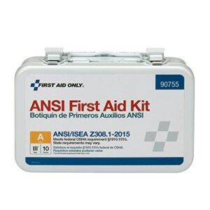 first aid only 90755 ansi 2015 compliant 10-person emergency first aid kit for office, home, and worksites, 71 pieces