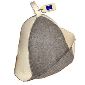allforsauna sauna hat russian banya cap 100% wool felt modern lightweight head protection for men and women | white/grey