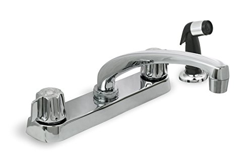 Highcraft 393I6 Kitchen Faucet Two Handle with Interchangeable Gerber Style, with Polished Durable Solid Brass Body Compressed Valve Pop Up Lead-Free Construction Chrome Plated Finish