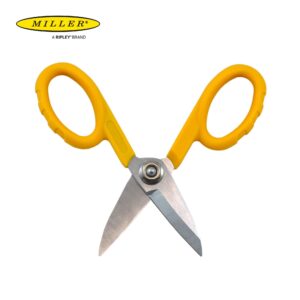 Miller KS-1 Yellow Fiber Optic Kevlar Scissors, Easily Portable Utility Scissors for Working Technicians, Electricians, and Installers, Heavy-Duty Cable Cutters, 5.5 Inches