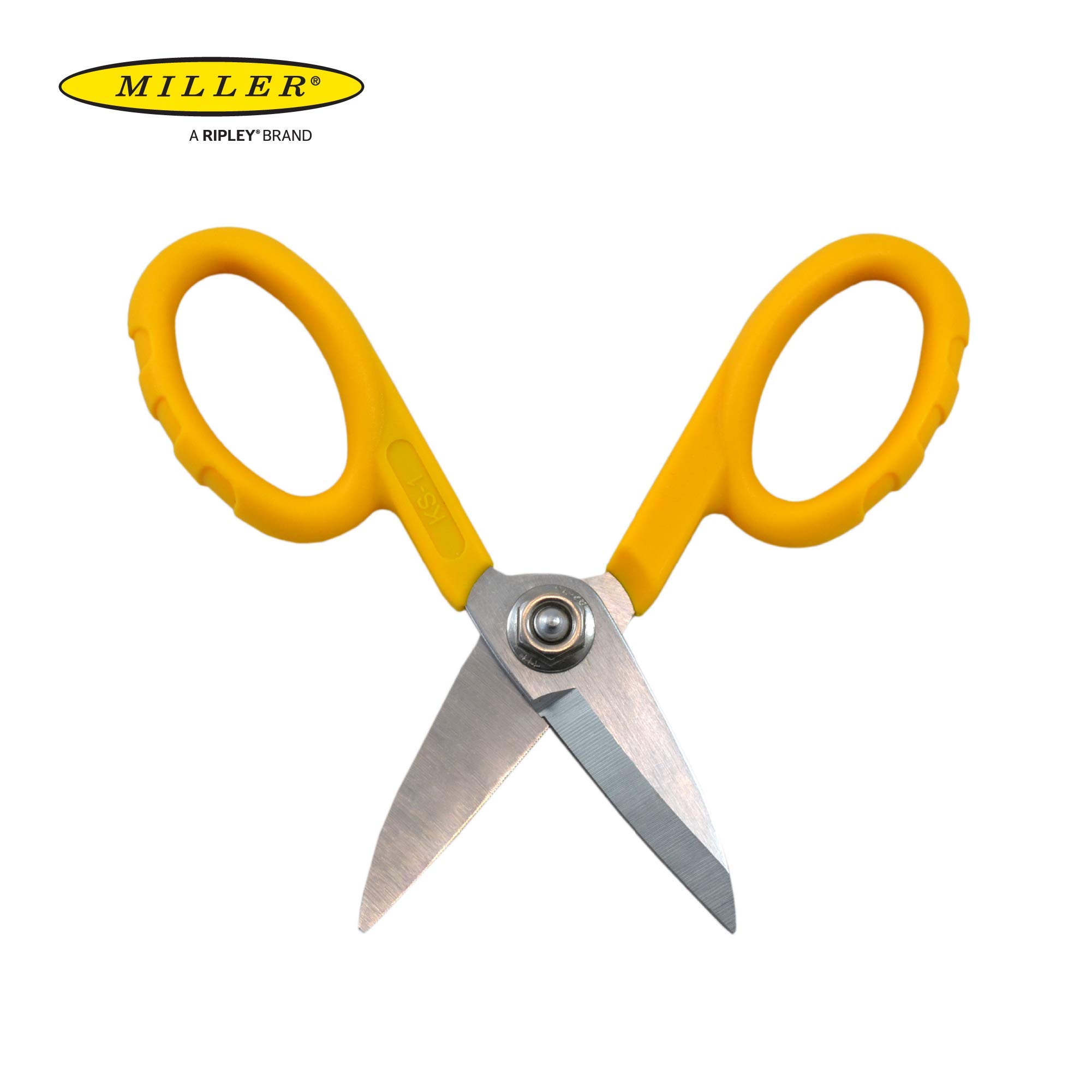 Miller KS-1 Yellow Fiber Optic Kevlar Scissors, Easily Portable Utility Scissors for Working Technicians, Electricians, and Installers, Heavy-Duty Cable Cutters, 5.5 Inches