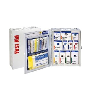 first aid only 90658 25-person smartcompliance first aid kit for businesses, ansi 2015 compliant metal food service first aid cabinet, 94 pieces