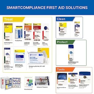 First Aid Only 90658 25-Person SmartCompliance First Aid Kit for Businesses, ANSI 2015 Compliant Metal Food Service First Aid Cabinet, 94 Pieces
