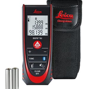 Leica DISTO D2 New 100m/330ft Metric Imperial Laser Distance Measure with Bluetooth 4.0 - Black/Red