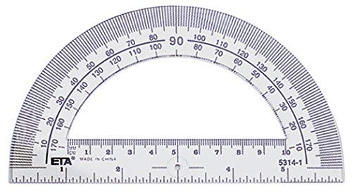 hand2mind 5314A Student Math Protractor, Clear, 20 Count (Pack of 1)