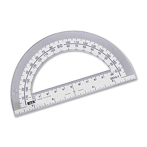 hand2mind 5314A Student Math Protractor, Clear, 20 Count (Pack of 1)