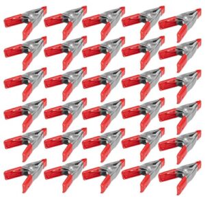 wideskall® 2" inch mini metal spring clamps w/red rubber tips clips (pack of 30)