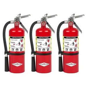 amerex b500 abc dry chemical class a, b, and c fire extinguisher with 12 to 18 feet range and 14 second discharge time (5 lb, 3-pack)