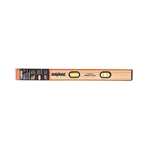 Swanson Tool Co SVML240 24 inch Savage Laminated Wood Masonry I-Beam Level with 3 Bubble Vials for 0°/90°/45° Measurements