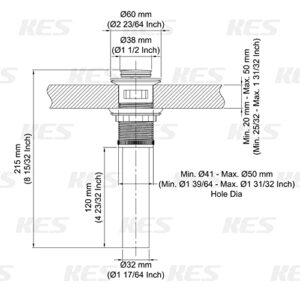 KES Bathroom Sink Drain with Overflow Vessel Sink Lavatory Vanity Pop Up Drain Stopper Polished Chrome Finish, S2007A-CH