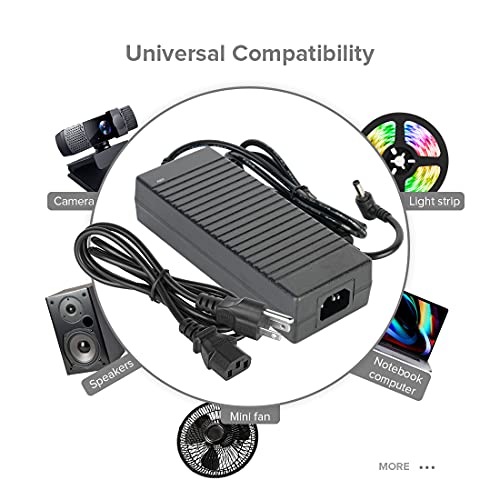 BTF-LIGHTING AC100-240V to DC12V10A Max120W 9A 8A 7A 6A 5A 4A 3A 2A 1A Power Supply Adapter Converter with 5.5x2.1mm DC Output Jack for WS2815 WS2811 5050 3528 5630 FOB COB etc LED Strip Module Light