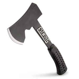 estwing camper's axe - 14" hatchet with forged steel construction & shock reduction grip - eb-25a