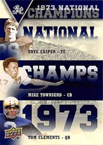 dave casper, mike townsend & tom clements football card (notre dame fighting irish) 2013 upper deck #nc3-ctc 1973 national champions
