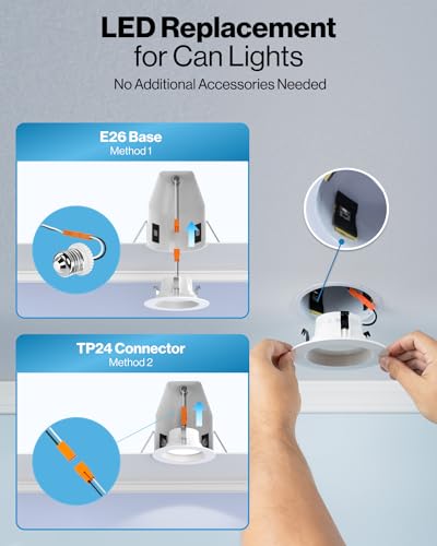 Sunco 10 Pack Retrofit LED Recessed Lighting 4 Inch, 5000K Daylight, Dimmable Can Lights, Baffle Trim, 11W=60W, 660 LM, Damp Rated - ETL