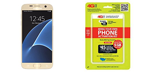 SAMSUNG Straight Talk Galaxy S7 Platinum Gold 32GB Runs on Verizon's 4G XLTE Via Straight Talk's $45.00 5GB Unlimited Talk & Text Service Card Not Included