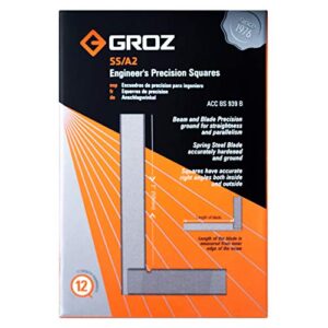 Groz 01000 2" Precision Steel Square, 16 Microns Squareness