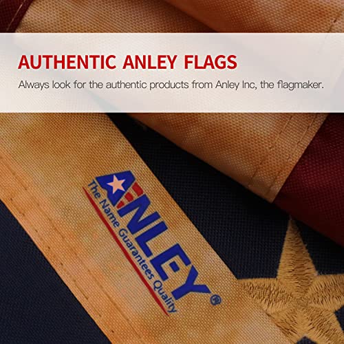 ANLEY Vintage Style Tea Stained American US Flag 3x5 Foot Nylon - Embroidered Stars and Sewn Stripes - 4 Rows of Lock Stitching - Antiqued USA Banner Flags with Brass Grommets 3 X 5 Ft